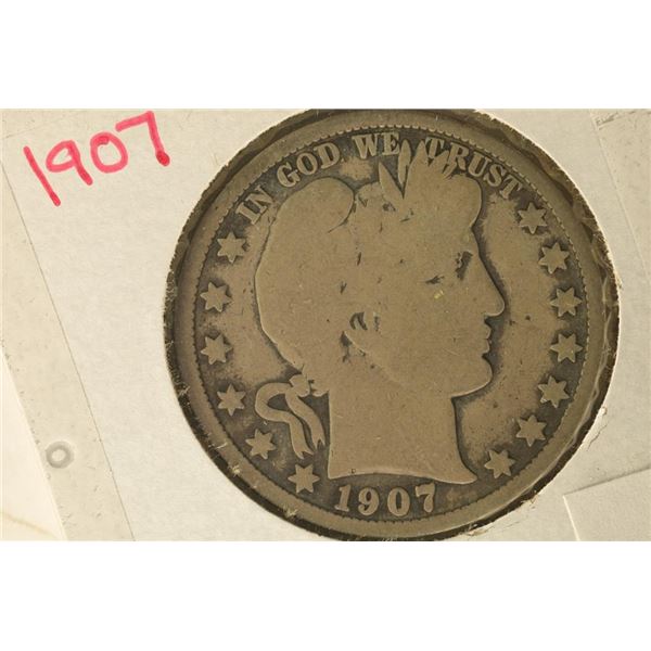 1907 SILVER BARBER HALF DOLLAR