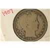 Image 1 : 1907 SILVER BARBER HALF DOLLAR