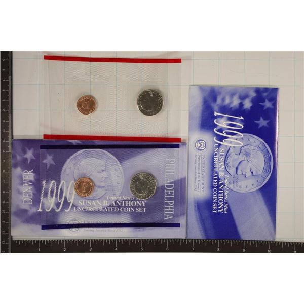 1999-P & D SBA DOLLAR 2 COIN UNC SET WITH CERT.