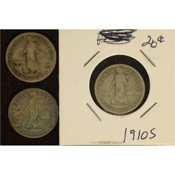 1909-S, 1910-S & 1911-S US/PHILIPPINES SILVER 20