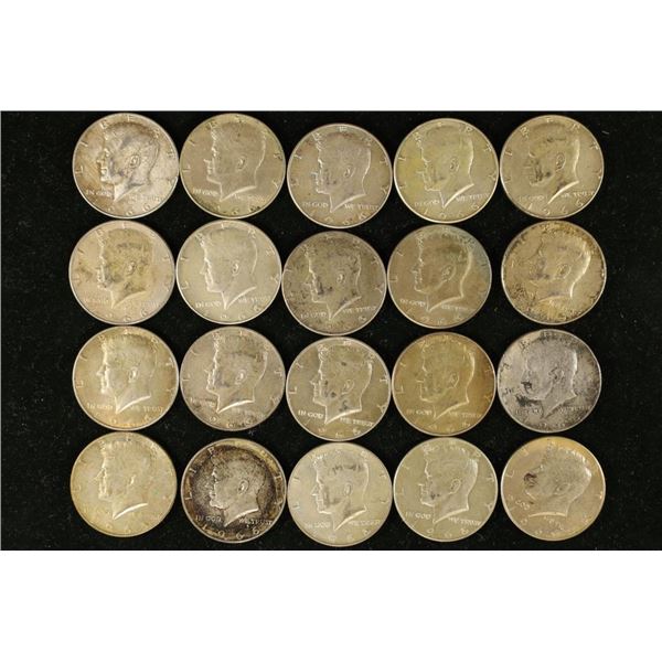 20-1966-40%  SILVER JOHN F. KENNEDY HALVES