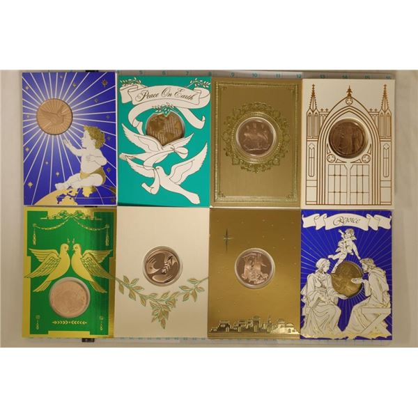 8 FRANKLIN MINT HOLIDAY CARDS WITH 1 1/2"