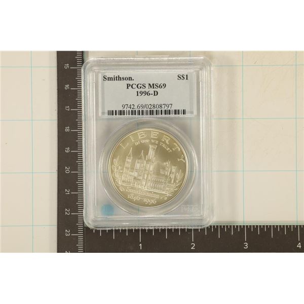 1996-D US SMITHSONIAN SILVER DOLLAR PCGS MS69