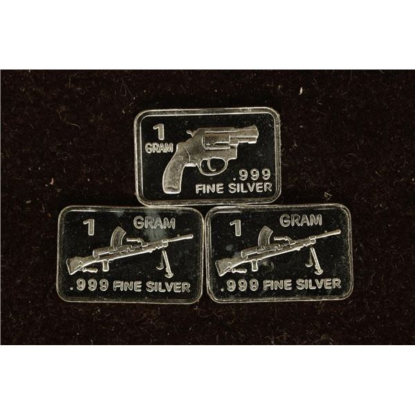 3-1 GRAM .999 FINE SILVER PF INGOTS: ALL WEAPON