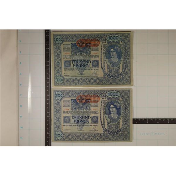 2-1902 AUSTRIA 1000 KRONEN COLORIZED LARGE SIZE