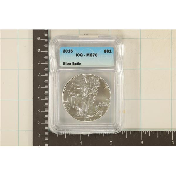 2015 AMERICAN SILVER EAGLE 1 OZ. ICG MS70