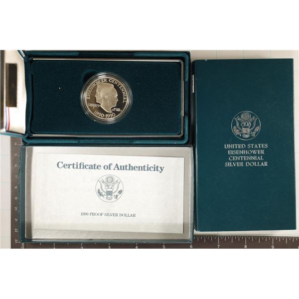 1990-P PROOF EISENHOWER SILVER DOLLAR IN BOX