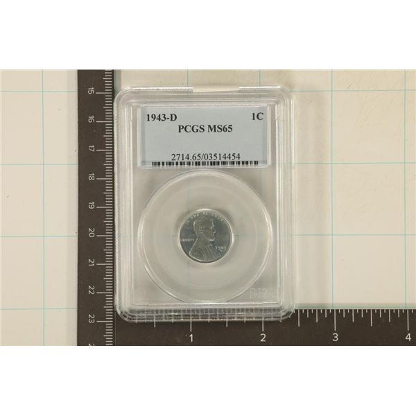 1943-D LINCOLN STEEL WAR CENT PCGS MS65