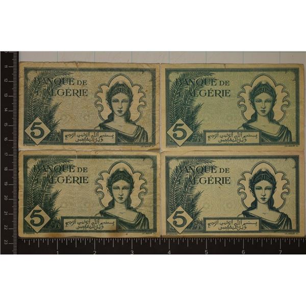 4-1942 BANK OF ALGERIA 5 FRANC BILLS