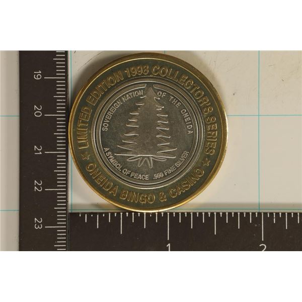 CASINO $10 SILVER TOKEN (UNC) 1998 ONEIDA BINGO