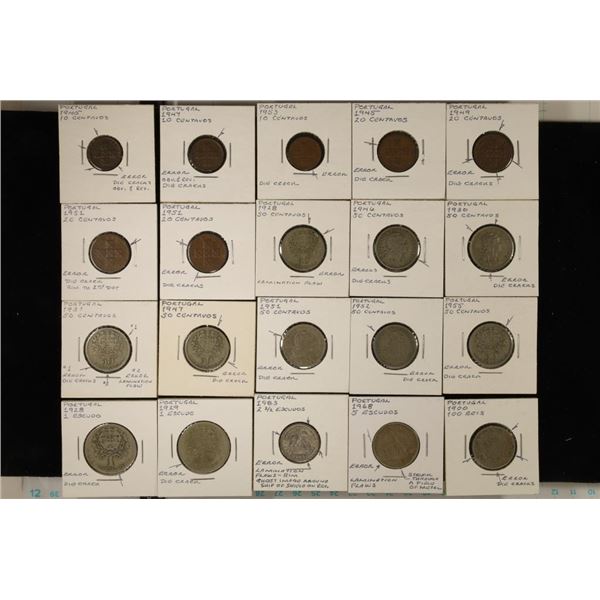ERROR 20 PORTUGAL COINS: 3-10 CENTAVOS, 4-20
