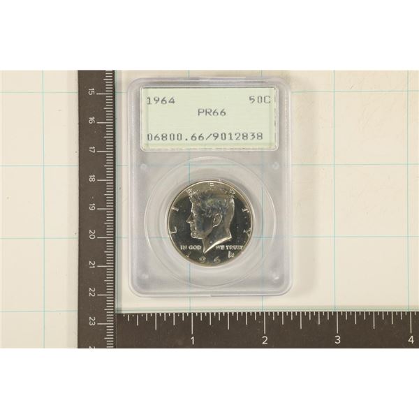 1964 90% SILVER KENNEDY HALF DOLLAR PCGS PR66