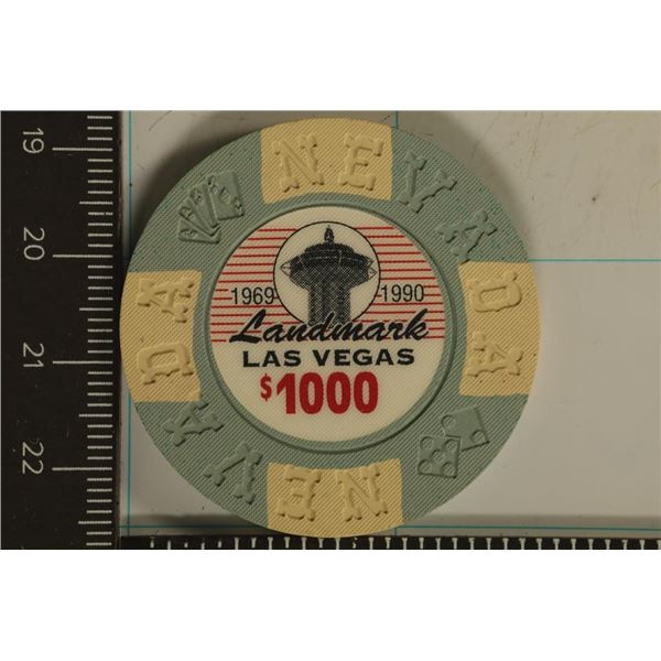 $1000 LANDMARK CASINO POKER CHIP 1990 LAS VEGAS