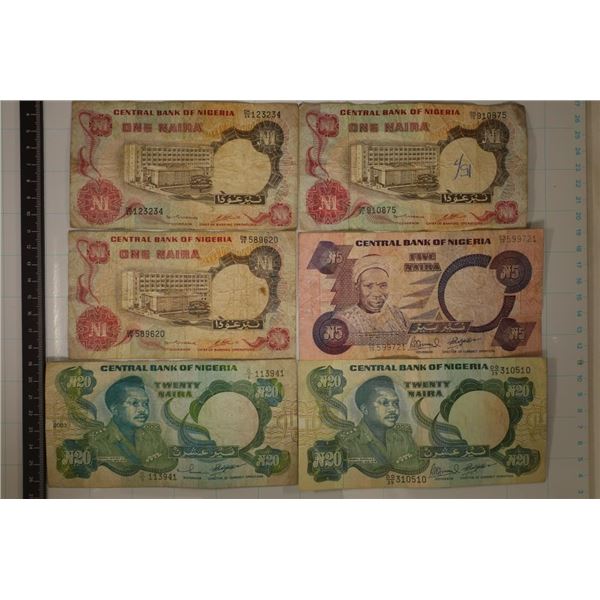 6-NIGERIA BILLS: 3- ONE NAIRA, 1- FIVE NAIRA & 2-