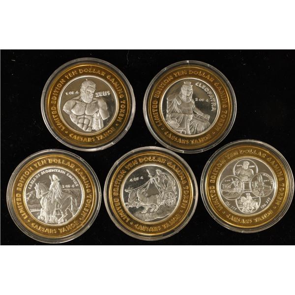 SET OF 5-CASINO $10 SILVER TOKENS (UNC), CAESARS