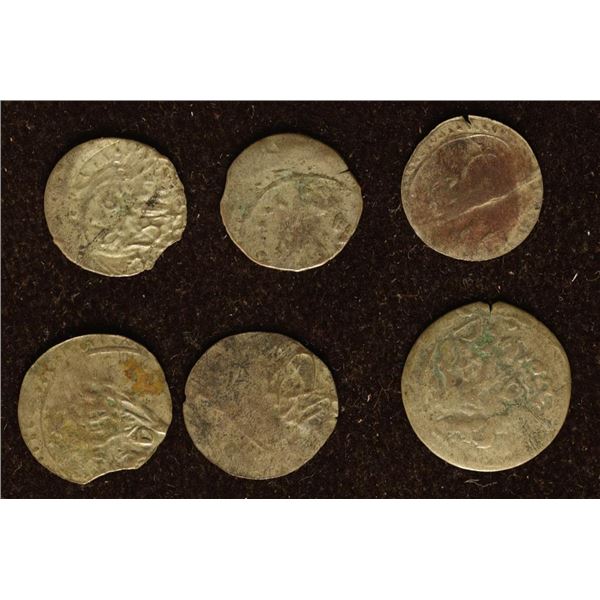 6 SILVER DIME SIZED OTTOMAN EMPIRE PARA COINS: