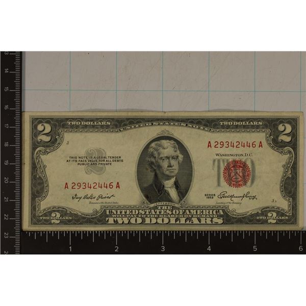 1953 US RED SEAL $2 BILL