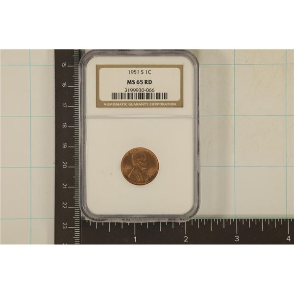 1951-S LINCOLN WHEAT CENT NGC MS65RD