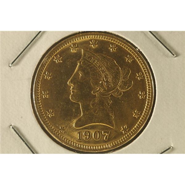 GOLD 1907 LIBERTY HEAD EAGLE .48375 OZ. AGW PURE