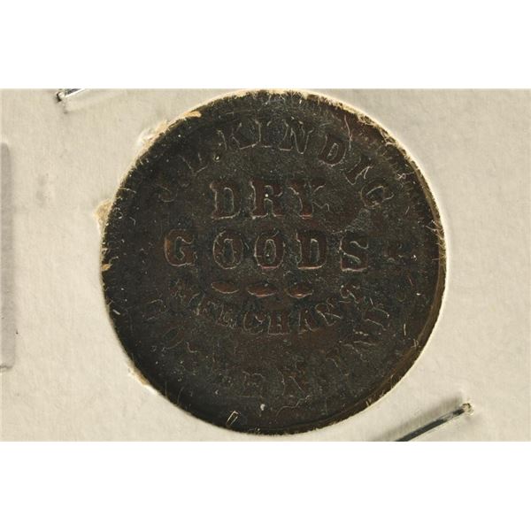1863 CIVIL WAR TOKEN STORE CARD J.L. KINDIG DRY