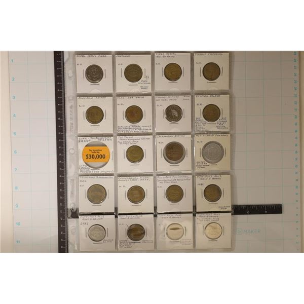 20 ASSORTED GAMING AND AMUSEMENT TOKENS: