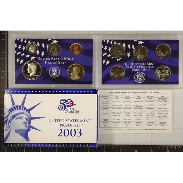 2003 US PROOF SET (WITH BOX) & WITH CERTIFICATE
