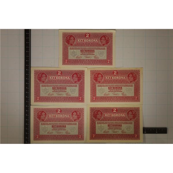 5-CRISP UNC AUSTRIAN 2 KORONAS