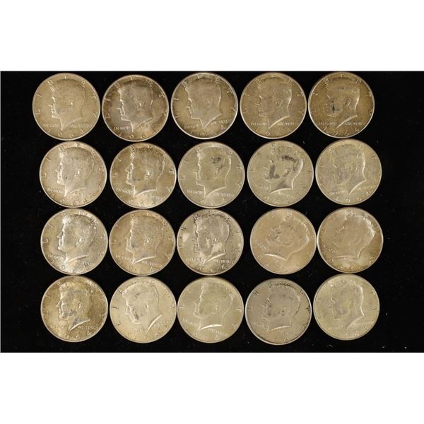 20-1964-90% SILVER KENNEDY HALF DOLLARS