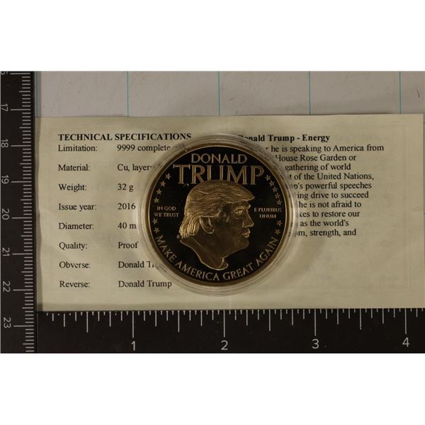 2016 24KT GOLD LAYERED DONALD TRUMP PF COIN
