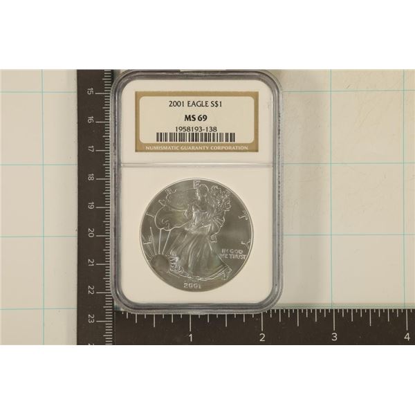 2001 AMERICAN SILVER EAGLE NGC MS69 1 OZ. SILVER