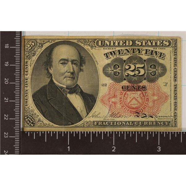 1874 TWENTY FIVE CENT US FRACTIONAL CURRENCY