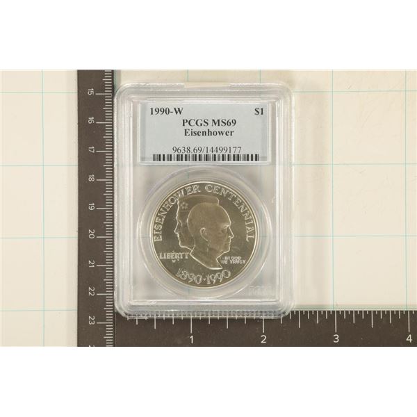 1990-W EISENHOWER US SILVER DOLLAR PCGS MS69