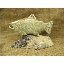 13" soapstone fish by Michael Scott 10" tall (2)