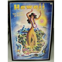 Framed Hawaii poster "The Islands of Paradise" (700)