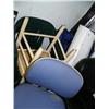Image 2 : Lot of 2 plastic chairs, 1 wood folding chair, 2 folding canvas chairs, 4 office chairs and Sharp st