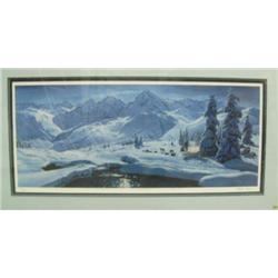 Framed and matted, signed and numbered Charles Gause print, 1040/1049, 46"x27" (206)