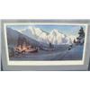 Image 1 : Framed and matted, signed and numbered print by Charles Gause of dog sled camp, 1040/1049, 39.25"x24
