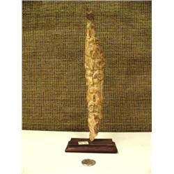 11" mammoth ivory relief carved with 3 wolves, 2 dall sheep, 4bear, 3 eagles, 8 salmon - fabulous ca