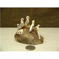 Ivory rookery with 6 birds and ivory eggs 3.5" (2)