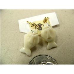 CHOICE on 6 ivory earrings by Robert Kokuluk of King Island: Halibut