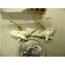 CHOICE on 6 ivory earrings by Robert Kokuluk of King Island: whales
