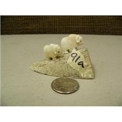 CHOICE on 4 groups of 2 ivory musk ox by Robert Kokuluk mounted on old whale bone (2)
