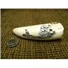 Image 1 : 4" scrimshawed whales tooth with sailing vessel and light house (3)