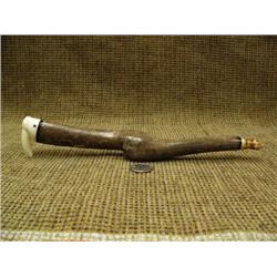 11" old oosik, broken and naturally repair, baleen and fossilized ivory on one end, walrus head with