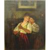 Image 1 : Original oil painting 22"x18" of little boy whispering in girls ear (3)
