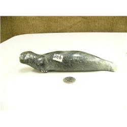 8.5" soapstone seal by Thomas Pushruk of King Island - very rare to see soapstone by Pushruk (3)