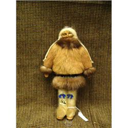 CHOICE On 2 leather faced dolls: blue design  on mukluks white hair and hand sewn face by Aggie Tull