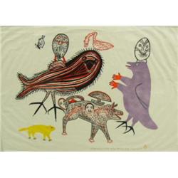 CHOICE on 2 matted and shrink-wrapped Cape Dorset prints:  20"x30", "Stripped owl and other beings" 