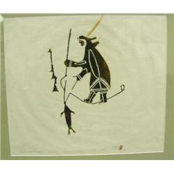 CHOICE on 3 Cape Dorset Shrink-wrapped and matted:  "Caught seal" 23/24 by Pangnirtung, 14"x16" (3)