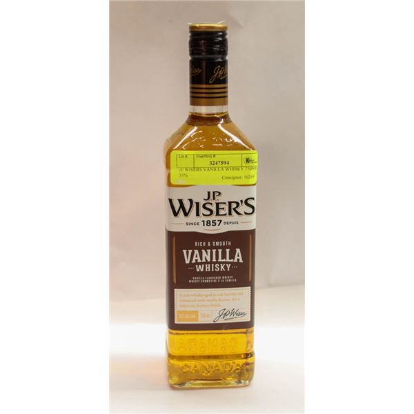 JP WISERS VANILLA WHISKY 750ML 35%
